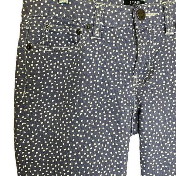 J Crew Women's Size 27 Light Blue Blue Polka Sot Toothpick Jeans Low Rise - Picture 3 of 11